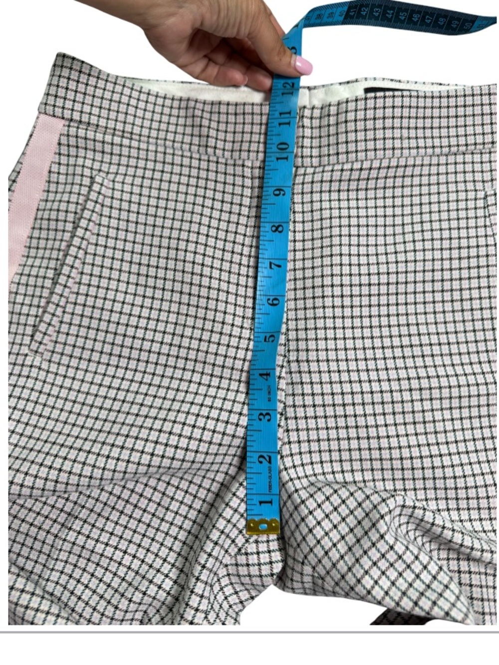 ME+EM Feminine Check Slim Crop Pants Pink Ribbon Side Stripe Women’s US 4 - Picture 6 of 8